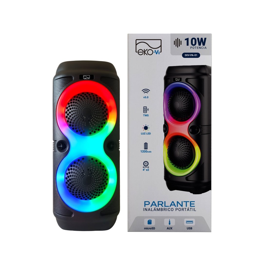 dlimgs.php_-5475.jpg Parlante Bluetooth EKV-PA-01 10W 2 x 4" 1200 mAh Negro EKO-Vi - Imagen 1