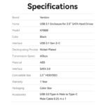 Caja para Disco Duro SATA de 2.5"   Cable USB 3.1 Gen 2 / USB-C / Negro  KPBB0  Vention - Imagen 2