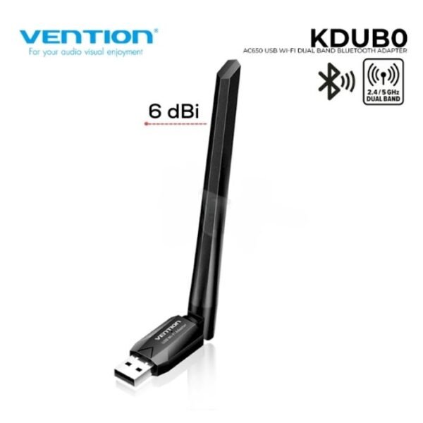 dlimgs.php_-5714.jpg Adaptador USB Wi-Fi Bluetooth / Doble Banda c/Antena / AC650 / Negro KDUB0 Vention
