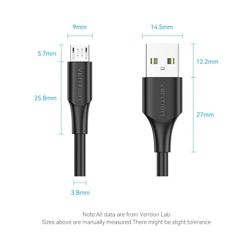 dlimgs.php_-601.jpg Cable USB-A a Micro USB-B Macho/Macho / 2A / 1M / Negro CTIBF Vention - Imagen 1