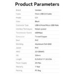 Cable USB-A a Micro USB-B   Macho/Macho / 2A / 1M / Negro  CTIBF  Vention - Imagen 2