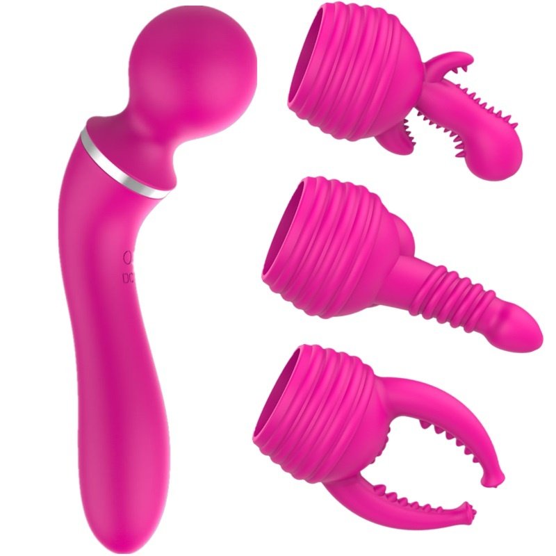 dlimgs.php_-6074.jpg Vibrador Graceful Magic con 3 Cabeza Intercambiables Fucsia YS-BE171 Adulto - Imagen 1
