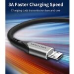 Cable Trenzado USB-A a Micro USB-B   Macho/Macho / 3A / 1.5M / Gris  COAHG  Vention - Imagen 2