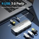 HUB 5 en 1   USB-C a USB 3.0 x 4/Micro USB / 0.15M / Plateado  TNAHB  Vention - Imagen 3