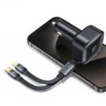 Cargador Auto C41 2en1   30W  Tipo C + Lightning Retráctil  Negro  CC219  USAMS - Imagen 3