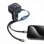 Cargador Auto C41 2en1   30W  Tipo C + Lightning Retráctil  Negro  CC219  USAMS - Imagen 5