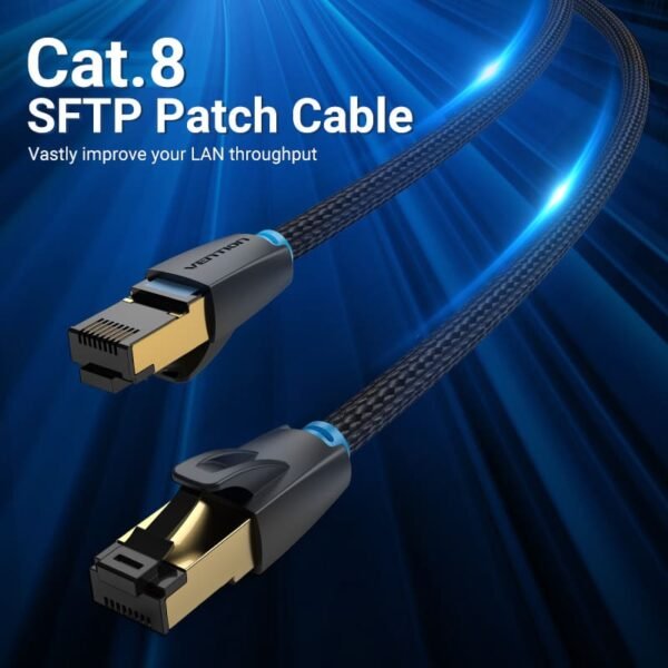 Cable de Red Trenzado   Cat.8  SFTP / 1.5M / Negro  IKGBG  Vention