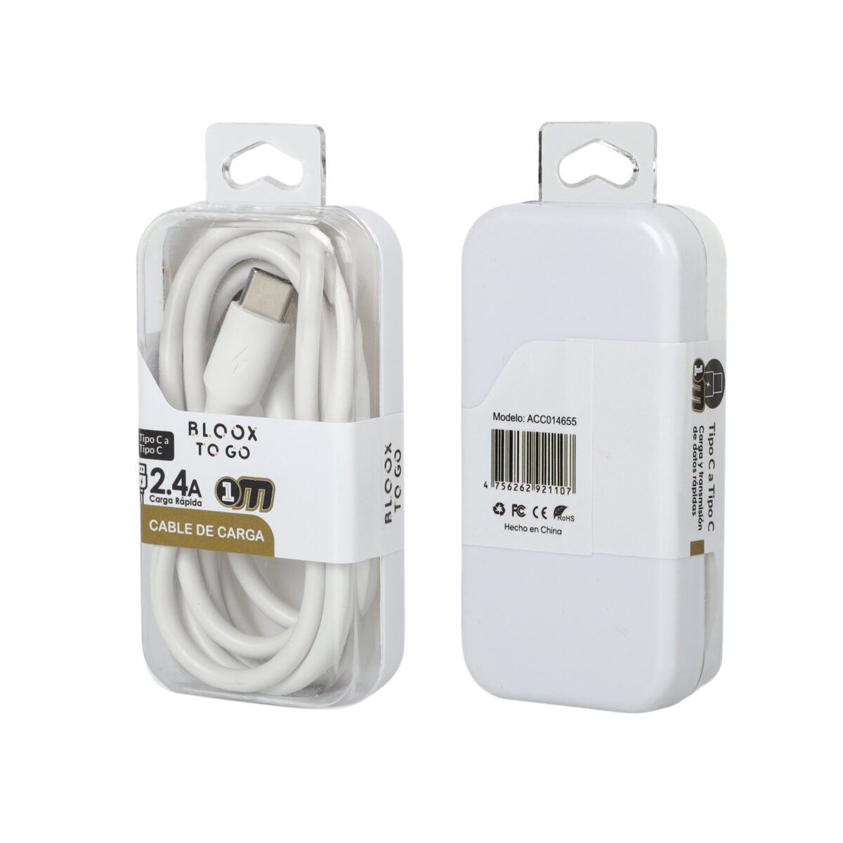Cable de Datos BLOOX TO GO USB C a USB C   PVC  100cm - Imagen 2