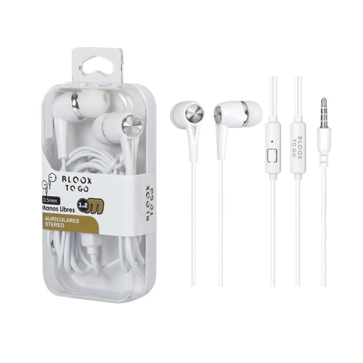 Manos Libres Stereo BLOOX TO GO Free3   3 5mm  Blanco (Intrauditivo)  Universal - Imagen 2