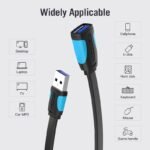 Cable Extensor Flat USB-A 3.0   Macho/Hembra / 3M / Negro  VAS-A13-B300  Vention - Imagen 2