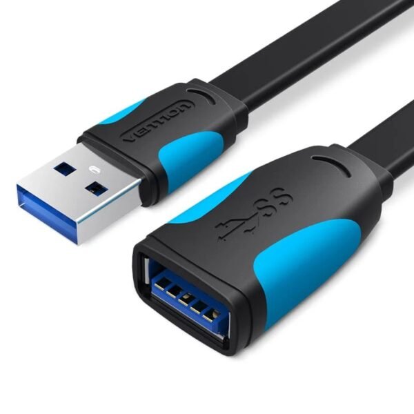 Cable Extensor Flat USB-A 3.0   Macho/Hembra / 2M / Negro  VAS-A13-B200  Vention