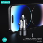 Cargador Auto C39   60W USB A + USB C  Transparente  Negro  CC208  USAMS