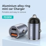 Cargador Auto C38   30W USB A + USB C  C/Anillo  Negro  CC206  USAMS