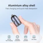 Cargador Auto C38   30W USB A + USB C  C/Anillo  Negro  CC206  USAMS - Imagen 5