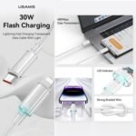 Cable de Datos Transparente  SJ659   USB C a Lightinig  1.2M  Negro  USAMS