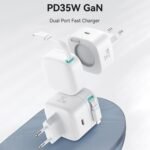 Cargador Pared C/Cable Telescópico Lightning   Magnético  PD 35W  Doble Puerto GaN  Blanco  CC209  USAMS
