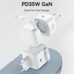 Cargador Pared C/Cable Telescópico Tipo C   Magnético  PD 35W  Doble Puerto GaN  Blanco  CC202  USAMS