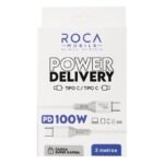Cable de Datos ROCA   Power Delivery  USB C a USB C  200cm  100W  Blanco