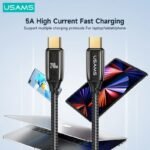 Cable de Datos   USB C a USB C  240W  U82  PD 3.1  1.2M  Negro  SJ580  USAMS - Imagen 5