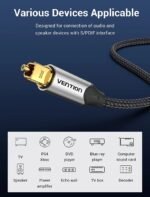 Cable de Audio Optico Toslink   2M / Gris  Aluminio  BAVHH  Vention