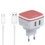 Cargador Pared A2405Q   Tipo C  Dual QC3.0  Carga Rápida  Rojo  LDNIO