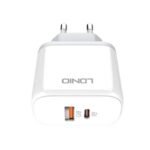 Cargador Pared A2526C   USB C a USB C  45W  PD/QC4 +QC3.0  Carga Rápida  Blanco  LDNIO