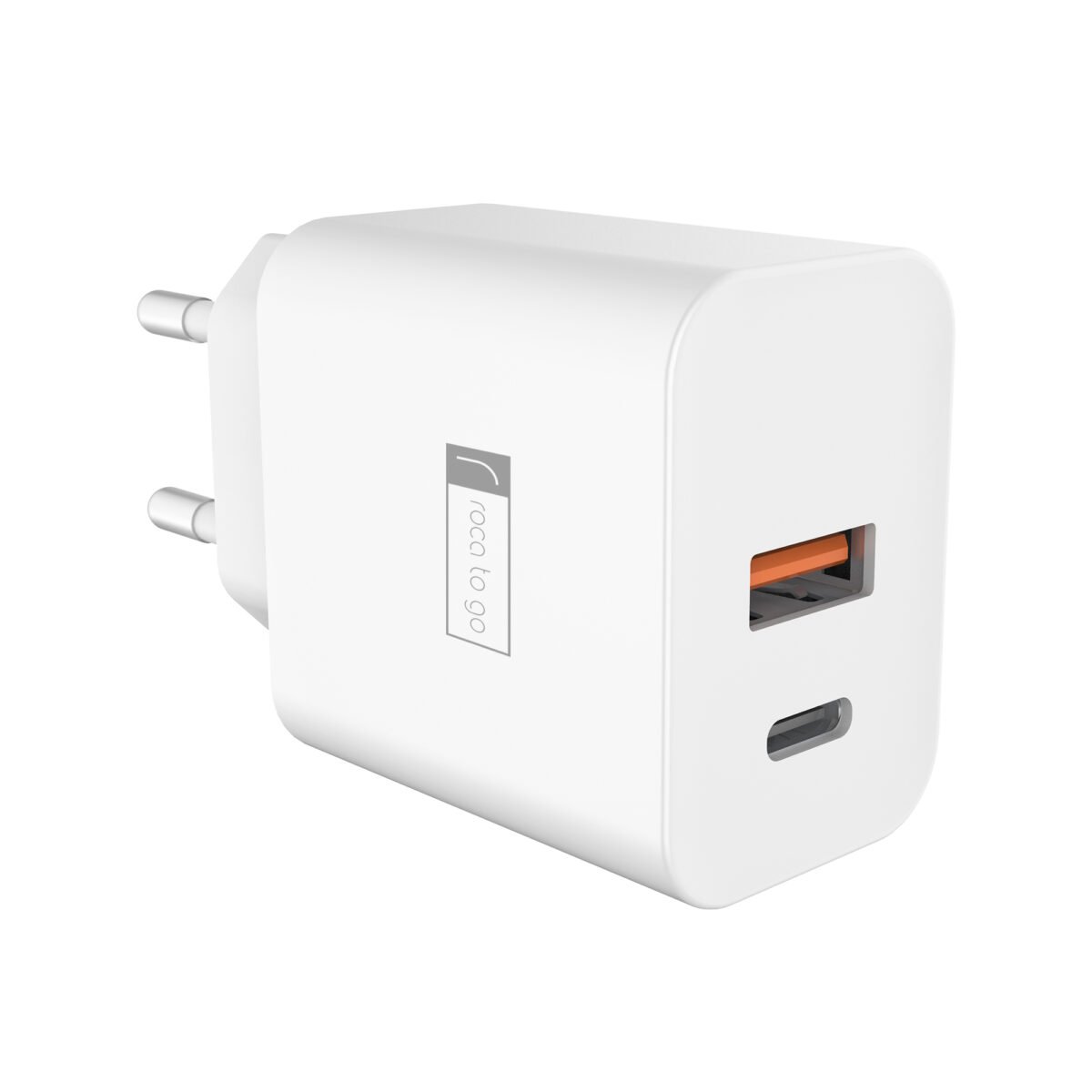 Cargador Rápido ROCA TO GO 20W+QC3.0   USB A QC3.0  USB C PD  Sin Cable - Imagen 2