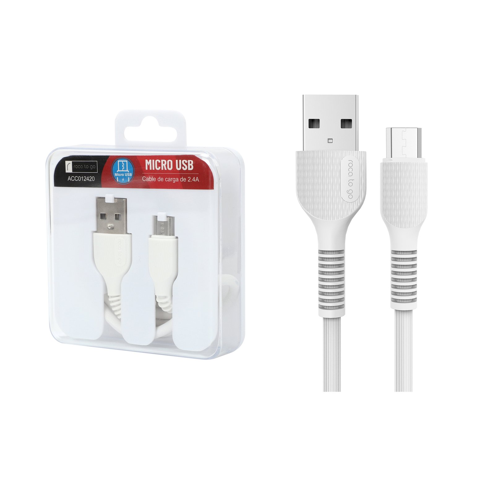 dlimgs.php_-8098.jpg Cable de Datos ROCA TO GO USB A a microUSB 100cm 2.4A Blanco - Imagen 1