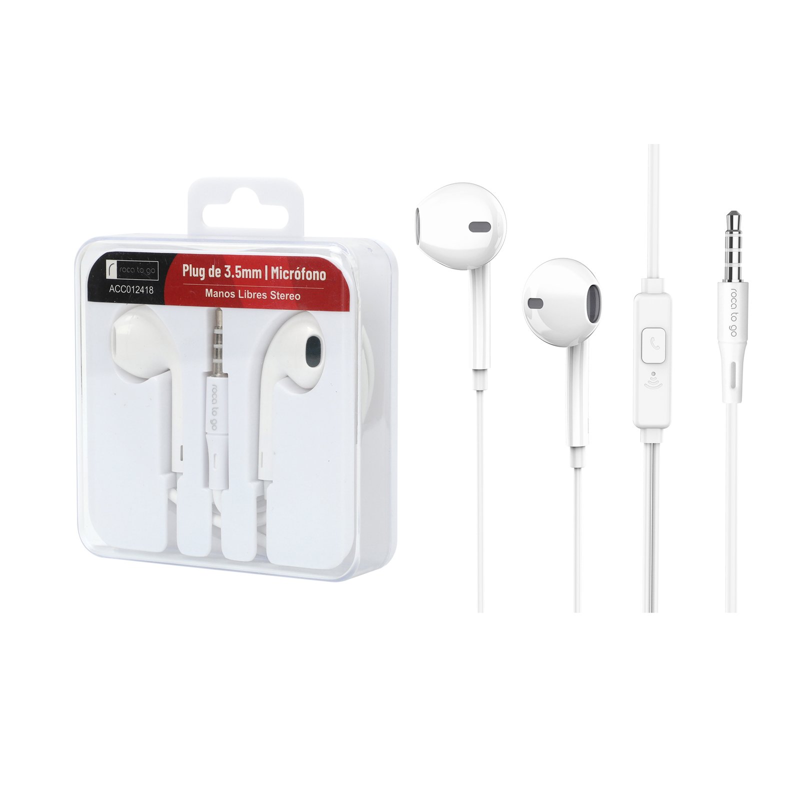 dlimgs.php_-8104.jpg Manos Libres Stereo ROCA TO GO 3 5mm Blanco (tipo iPhone) Universal - Imagen 1