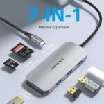 Estación de Acoplamiento 7 en 1   USB-C a HDMI/USB 3.0x3/SD/TF/PD / Gris / 0.15M  TOJHB  Vention