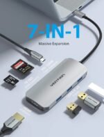 Estación de Acoplamiento 7 en 1   USB-C a HDMI/USB 3.0x3/SD/TF/PD / Gris / 0.15M  TOJHB  Vention