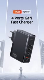 Cargador de Pared Rápido T50   100W  4 puertos GaN  Negro  CC163  USAMS