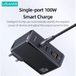Cargador de Pared Rápido T50   100W  4 puertos GaN  Negro  CC163  USAMS - Imagen 3