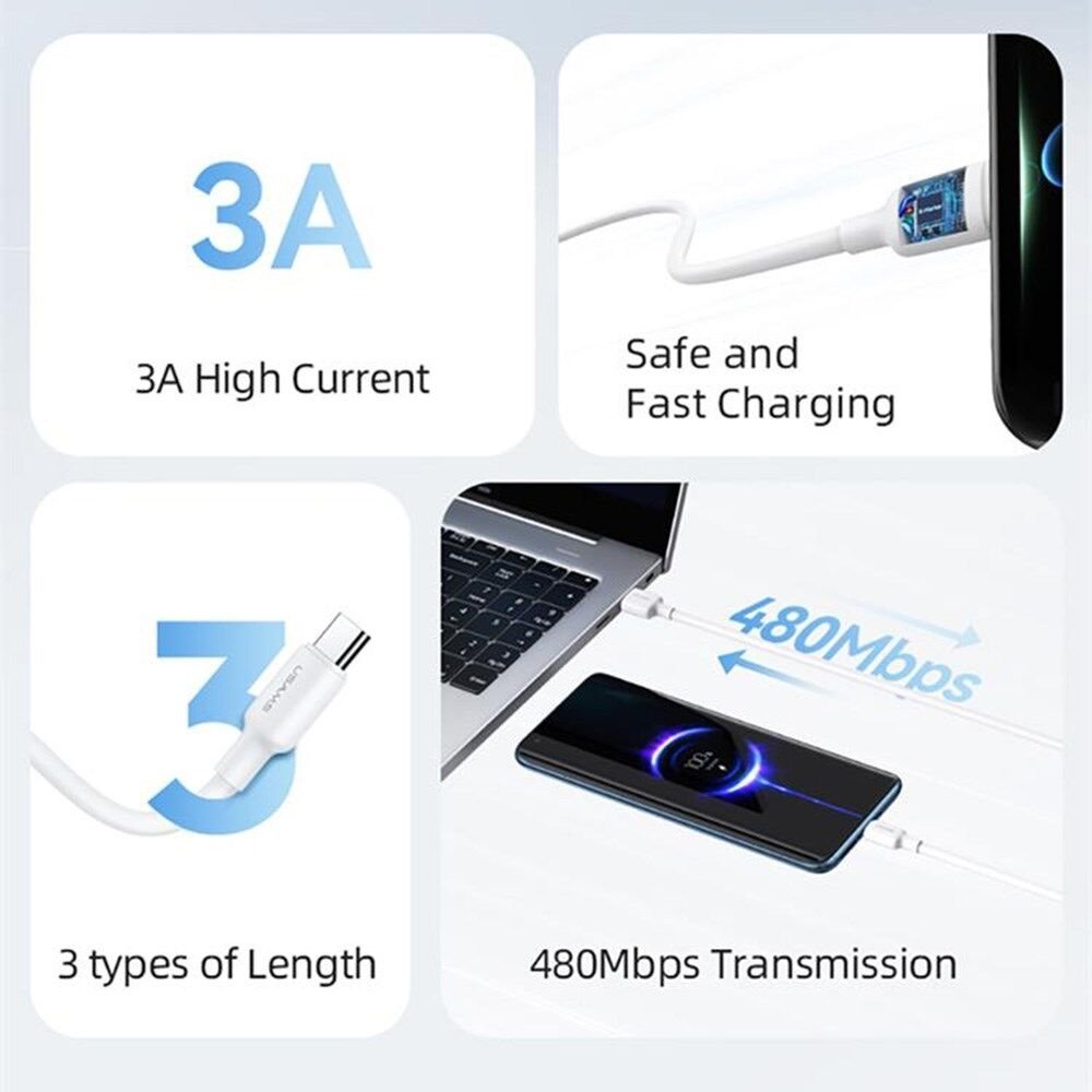 dlimgs.php_-8493.jpg Cable de Datos U84 USB C 2M 3A Blanco SJ602 USAMS - Imagen 1