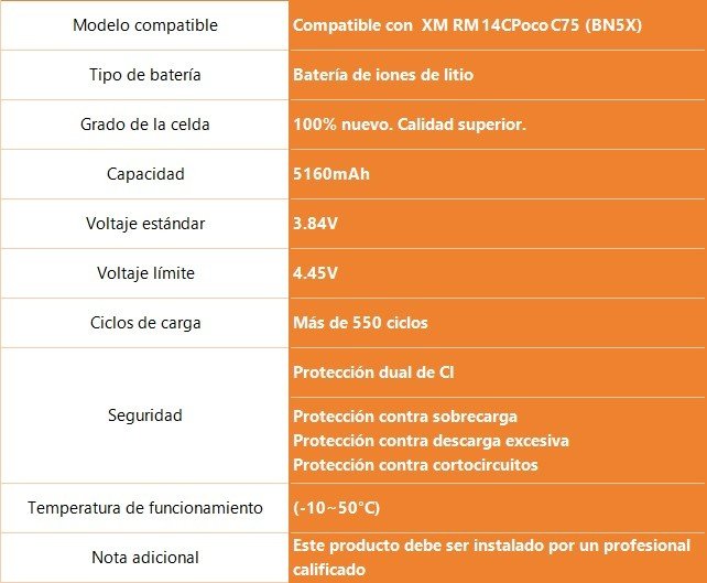 dlimgs.php_-862.jpg Batería para Xiaomi Redmi 14C/Poco C75 BN5X ORYRO - Imagen 1