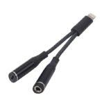 Adaptador ROCA   Lightning a Lightning + 3.5 mm  Chip 2313  Negro  Audio y Carga