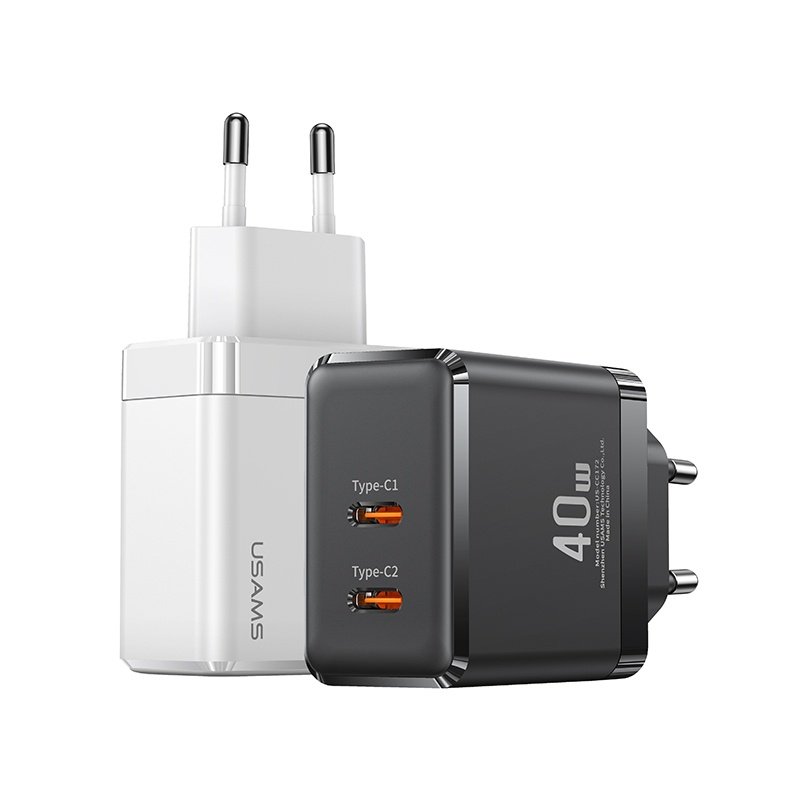 dlimgs.php_-8912.jpg Cargador Rápido T54 40W 2 USB C/PD Blanco CC172 USAMS - Imagen 1