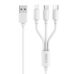 Cable de Datos ROCA   mulTIPy  3en1  120cm  2.4A  microUSB/USB C/Lightning (sólo carga) Blanco
