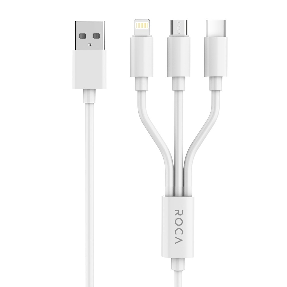 dlimgs.php_-8986.jpg Cable de Datos ROCA mulTIPy 3en1 120cm 2.4A microUSB/USB C/Lightning (sólo carga) Blanco - Imagen 1