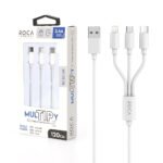 Cable de Datos ROCA   mulTIPy  3en1  120cm  2.4A  microUSB/USB C/Lightning (sólo carga) Blanco - Imagen 2