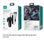 Cargador Auto C22   2 USB/3 4A  3 en 1 Micro/Tipo C/Lightning  Negro  CC119   USAMS - Imagen 2
