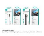 Cable de Datos   USB C a USB C  Angulo recto  100W  PD  1.2M  Negro  U76  SJ584  USAMS - Imagen 3