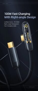 Cable de Datos   USB C a USB C  Angulo recto  100W  PD  1.2M  Negro  U76  SJ584  USAMS - Imagen 4
