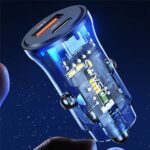 Cargador Auto Mini C32   30W  2 USB  PD+QC  Transparente/Negro  CC164  USAMS