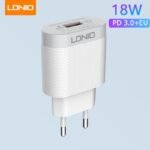 Cargador Pared A303Q   Tipo C  18W  1USB QC3.0  Carga Rápida  Blanco  LDNIO - Imagen 4