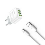 Cargador Pared A3312   Micro USB  2.4A  3 USB  Blanco   LDNIO - Imagen 3