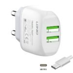 Cargador Pared A2219   Tipo C  2.4A  2USB  Blanco   LDNIO - Imagen 4