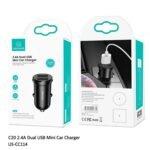 Cargador Auto Mini C20   2 USB/2 4A  Negro  CC114  USAMS