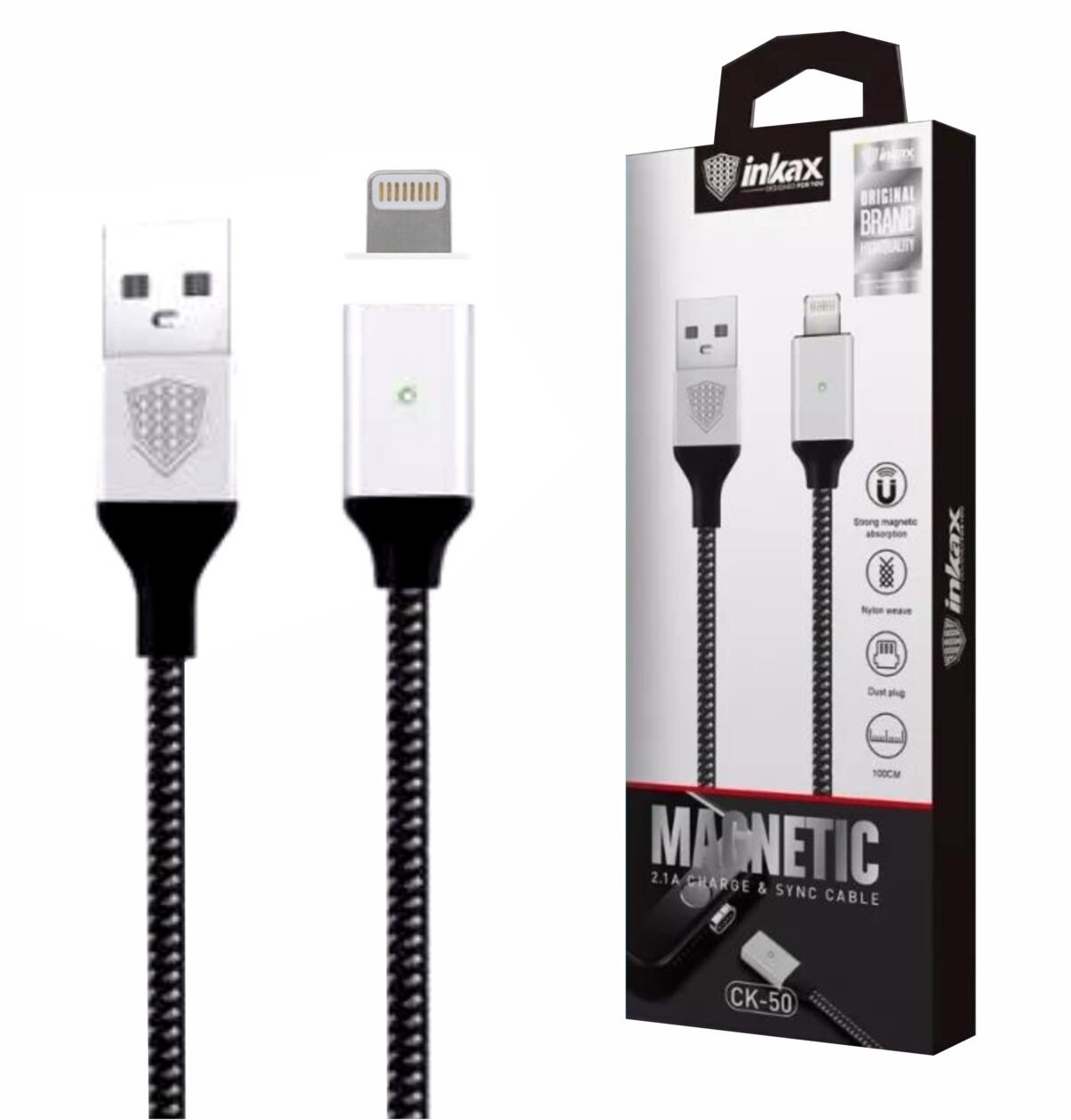 Cable Inkax 1 metro USB-A a Lightning magnético - Imagen 4