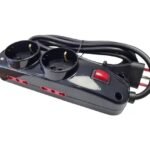 Alargue 3 metros 2xSchuko 4x3L a ficha 3L Conatel negro
